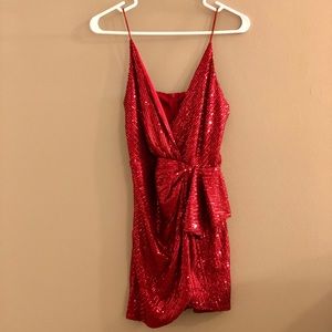 Ruby Red Sequins Cocktail Dress- Size Small